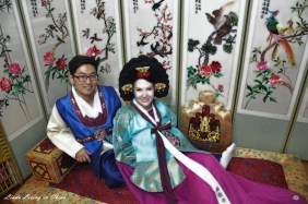 Wearing traditional Hanbok...
